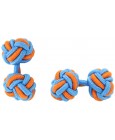 Blue and Orange Silk Knot Cufflinks 