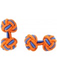 Orange and Cobalt Blue Silk Knot Cufflinks 