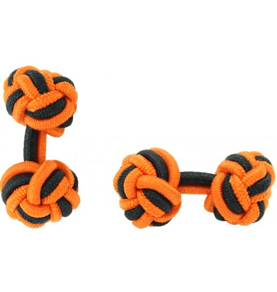 Orange and Black Silk Knot Cufflinks 