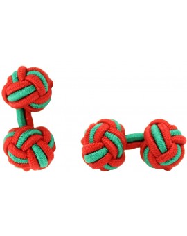 Red and Green Silk Knot Cufflinks 