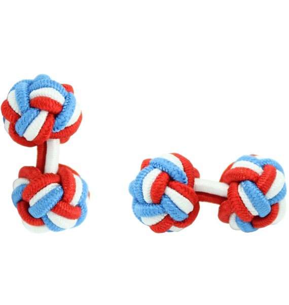 Red, White and Blue Silk Knot Cufflinks 