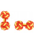 Red and Yellow Silk Knot Cufflinks 