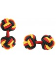 Black, Red and Dark Yellow Silk Knot Cufflinks