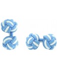 Light Blue and White Silk Knot Cufflinks 