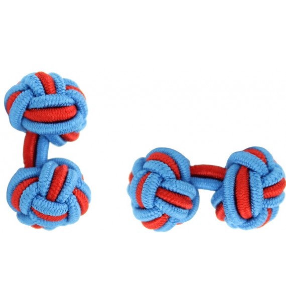Blue and Red Silk Knot Cufflinks 
