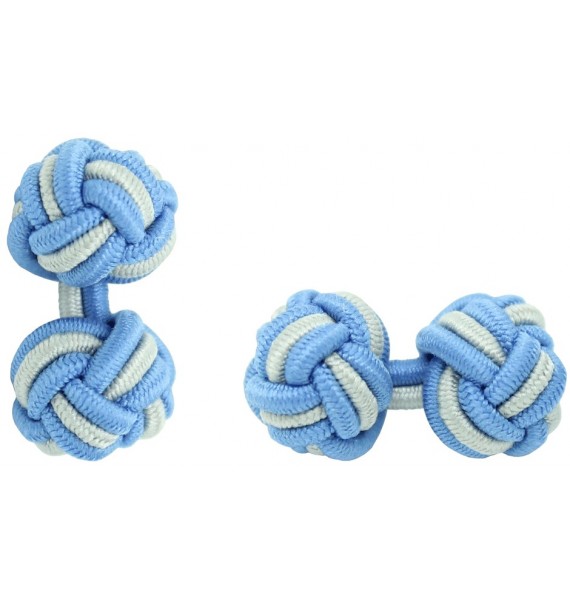 Light Blue and Light Grey Silk Knot Cufflinks 