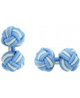 Light Blue and Light Grey Silk Knot Cufflinks 