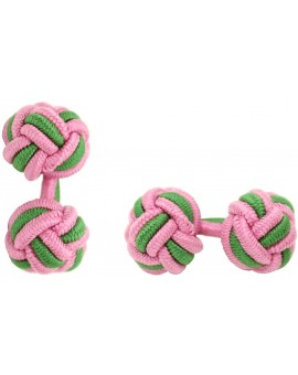 Pink and Grass Green Silk Knot Cufflinks 