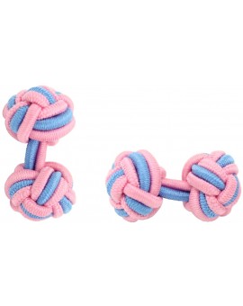 Pink and Light Blue Silk Knot Cufflinks 