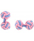 Pink and Light Blue Silk Knot Cufflinks 