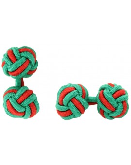 Green and Red Silk Knot Cufflinks 