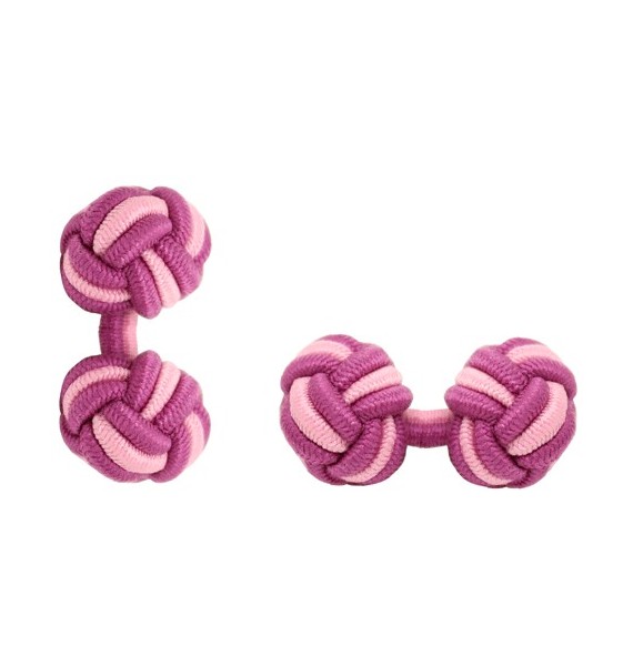 Fuchsia and Pink Silk Knot Cufflinks