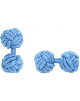 Light Blue Silk Knot Cufflinks 