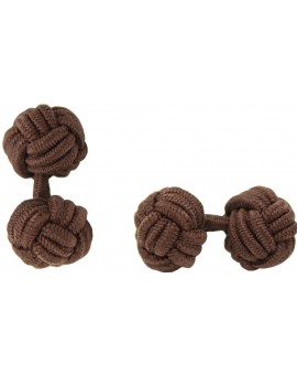 Dark Brown Silk Knot Cufflinks 