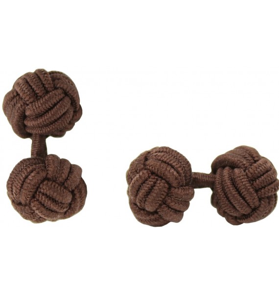 Dark Brown Silk Knot Cufflinks 