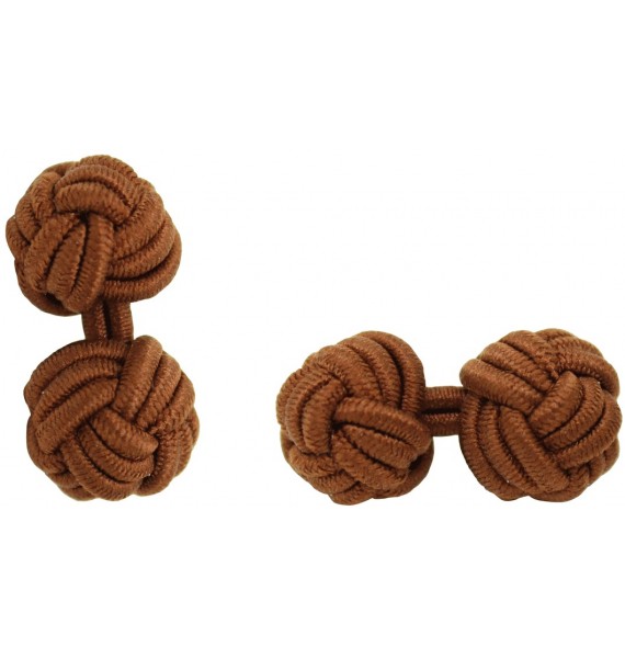 Brown Silk Knot Cufflinks 