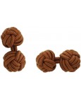 Brown Silk Knot Cufflinks 