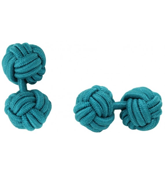 Bottle Green Silk Knot Cufflinks 