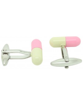 Pink and Yellow Pill Cufflinks 