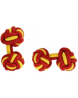 Red and Mustard Yellow Silk Knot Cufflinks 
