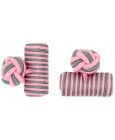 Pink and Grey Silk Barrel Knot Cufflinks 