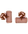 Brown and Light Pink Silk Barrel Knot Cufflinks