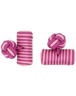 Fuchsia and Pink Silk Barrel Knot Cufflinks 