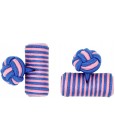 Cobalt Blue and Pink Silk Barrel Knot Cufflinks