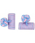 Light Blue and Pink Silk Barrel Knot Cufflinks