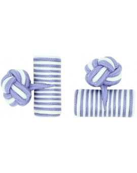 Light Purple and White Silk Barrel Knot Cufflinks