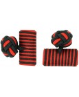 Black and Red Silk Barrel Knot Cufflinks 