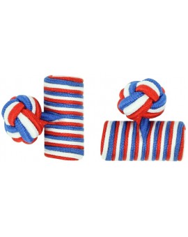 Gemelli per camicia Barile Elastico Rosso, Bianco e Blu Cobalt