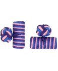 Cobalt Blue, Pink and Purple Silk Barrel Knot Cufflinks
