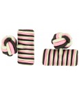Dark Brown, Pink and Cream Silk Barrel Knot Cufflinks
