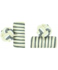 Grey, White and Cream Silk Barrel Knot Cufflinks