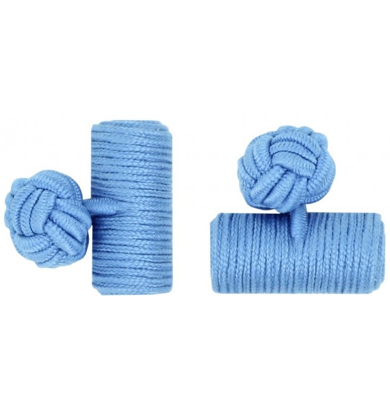 Light Blue Silk Barrel Knot Cufflinks 