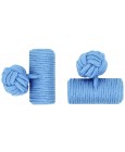 Light Blue Silk Barrel Knot Cufflinks 