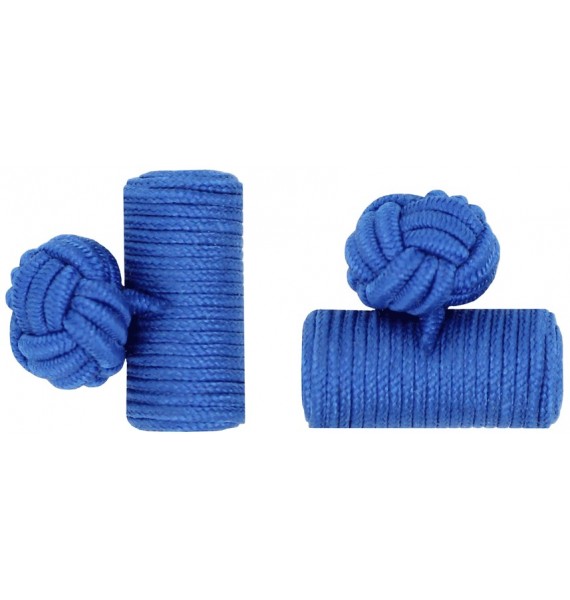 Cobalt Blue Silk Barrel Knot Cufflinks 