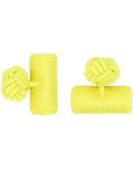 Yellow Silk Barrel Knot Cufflinks