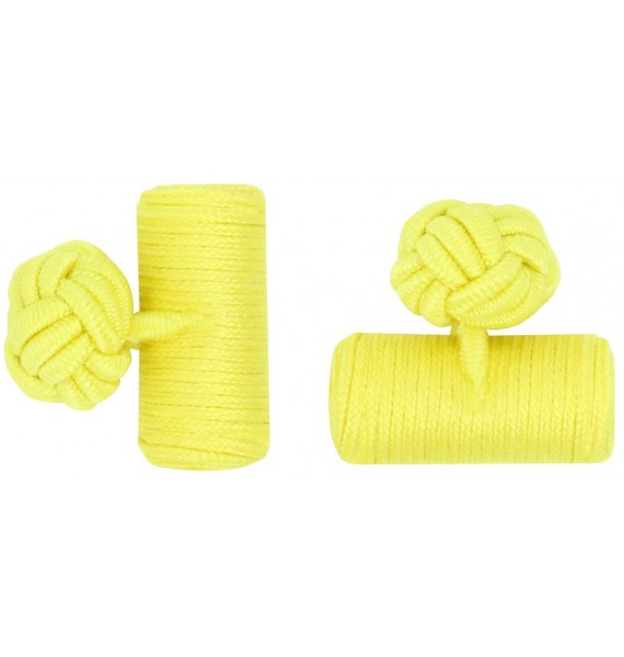 Yellow Silk Barrel Knot Cufflinks 