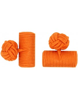 Orange Silk Barrel Knot Cufflinks