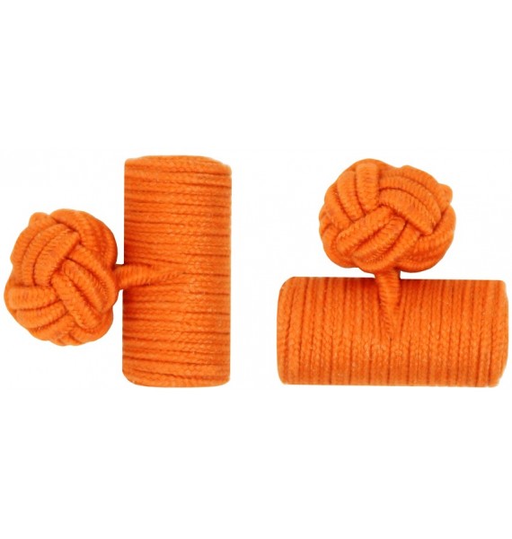 Orange Silk Barrel Knot Cufflinks 