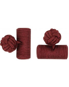 Burgundy Silk Barrel Knot Cufflinks