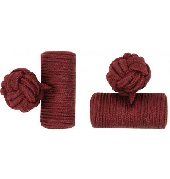 Burgundy Silk Barrel Knot Cufflinks 