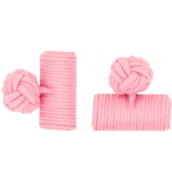 Pink Silk Barrel Knot Cufflinks 