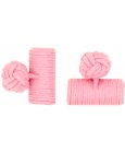 Pink Silk Barrel Knot Cufflinks 