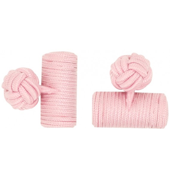Light Pink Silk Barrel Knot Cufflinks 