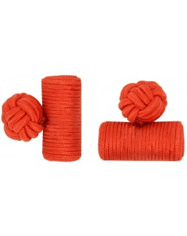 Red Silk Barrel Knot Cufflinks 