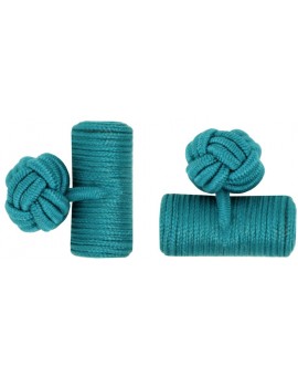 Bottle Green Silk Barrel Knot Cufflinks 