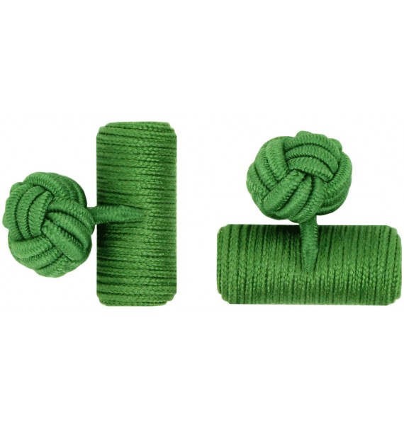 Grass Green Silk Barrel Knot Cufflinks 
